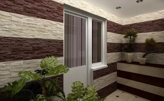 Отделка лоджии декоративным камнем под кирпич